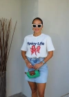 Ekru Baskılı Tshirt