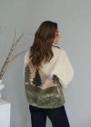 Ekru Desenli Polar Sweat