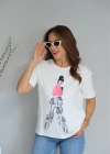 Ekru İşleme Detay Oversize Tshirt