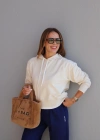 Ekru Kapüşonlu Sweat