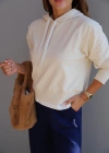 Ekru Kapüşonlu Sweat