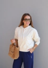 Ekru Kapüşonlu Sweat