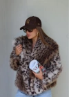Ekru Leopar Desen Kürk