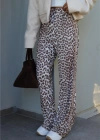 Ekru Leopar Desen Pantolon