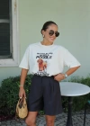Ekru Poodle Baskılı Tshirt