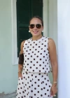 Ekru Puantiye Desen Bluz Etek Takım