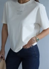 Ekru Yazı Detay Oversize Tshirt