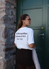 Ekru Yazı Nakış Detay Tshirt