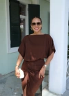 Etek Drape Detay Keten Elbise