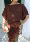 Etek Drape Detay Keten Elbise