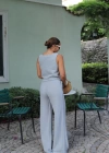 Gri Müslin Crop Pantolon Takım