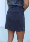 Gri Yıkamalı Mini Jean Etek
