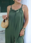 HAKİ Yaka Fırfır Detay Tulum