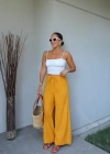HARDAL Beli Lastikli Bol Paça Keten Pantolon
