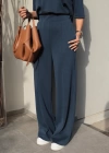 INDIGO Eteği Oval Kesim Bluz Pantolon Takım