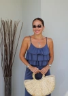 İNDİGO Fırfırlı Crop Pantolon Takım