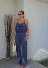 İNDİGO Fırfırlı Crop Pantolon Takım
