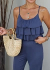 İNDİGO Fırfırlı Crop Pantolon Takım