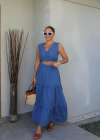 INDIGO Göğüs Büzgü Detay Crop Etek