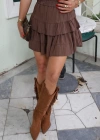 KAHVE Fırfırlı Şort Etek