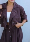 Kahverengi Crop Ceket