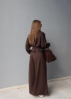 Kahverengi Kemer Detay Takım