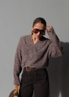 Brown Flecked V Neck Sweater