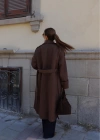 Kahverengi Oversize Kaşe Kaban