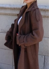 Kahverengi Oversize Kaşe Kaban