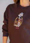 Kahverengi Taşlı Teddy İşleme Detay Sweatshirt