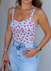 Kiraz Desenli Askılı Crop