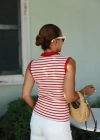 KIRMIZI Polo Yaka Çizgili Atlet