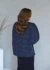 Navy Blue Lined Boucle Jacket