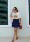 Lacivert Çan Model Mini Etek