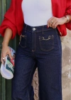 Lacivert Cep Zincir Detay Jean Pantolon