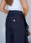 Lacivert Gold Düğme Detay Jean Pantolon