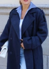 Lacivert Oversize Kaşe Kaban