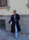Lacivert Oversize Kaşe Kaban