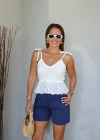 Lacivert Gabardin Şort