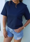 Lacivert Vatkalı Basic Tshirt