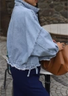 MAVİ Bel İp Detay Oversize Jean Ceket