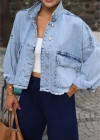 MAVİ Bel İp Detay Oversize Jean Ceket