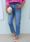 MAVİ Taşlamalı Mom Jean Pantolon