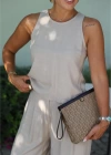 NATURAL Keten Bluz Pantolon Takım