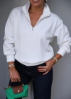 Ön Fermuar Detay Sweatshirt