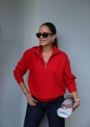 Ön Fermuar Detay Sweatshirt