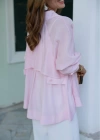 PEMBE Eteği Oval Sırt Düğmeli Gömlek