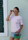 PEMBE Kalp Nakışlı Basic Tshirt