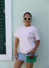 PEMBE Kalp Nakışlı Basic Tshirt