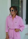 PEMBE Keten İşlemeli Gömlek